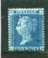 GREAT BRITAIN - 1858  2 D. BLUE WMK LARGE CROWN LETTERS IN ALL FOUR CORNERS PL. 9  USED - Used Stamps