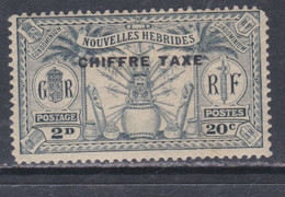 Nouvelles Hébrides Taxe N° 2 XX  Surcharge Française : 2p - 20 C. Ardoise  Sans Charnière , Rousseurs Sinon TB - Unused Stamps