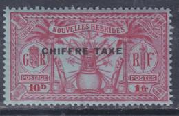 Nouvelles Hébrides Taxe N° 5 XX  Surcharge Française : 10p - 1 F. Carmin  Sans Charnière , Sans Rousseur, TB - Unused Stamps