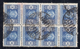 Luogotenenza (1945) - Segnatasse 10 Lire "ruota", Blocco Di 8 - Postage Due