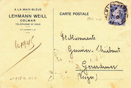 France Carte Lehmann Weill YT 237 CP Colmar 04/07/12 Erreur Dateur (1932) - Cartas & Documentos