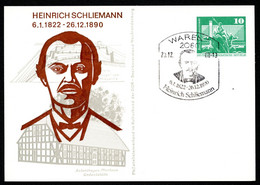 DDR PP16 B2/013 Privat-Postkarte HEINRICH SCHLIEMANN Waren Sost.1980 NGK 5,00 € - Private Postcards - Used