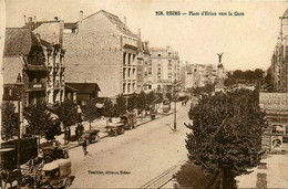 Reims * La Place D'erlon Vers La Gare * Automobile Voiture Ancienne - Reims