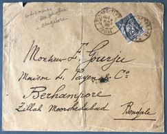 France N°97 Sur Enveloppe De Lyon 4.11.1898 Pour BERHAMPORE, Bengale (Inde) - (B4012) - 1877-1920: Période Semi Moderne