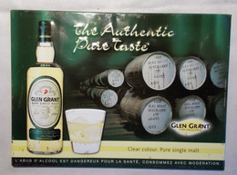 Plaque Publicitaire En Tôle Wisky Glen Grant The Authentic Pur Taste 54 X 39 Cm - Targhe In Lamiera (a Partire Dal 1961)