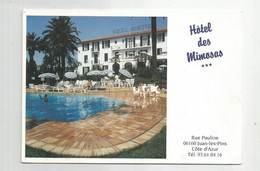 06 Juan Les Pins Hotel Des Mimosas Rue Pauline Carte Double De Catherine Et Michel Voeux 16,6x11,5 Cm - Autres & Non Classés