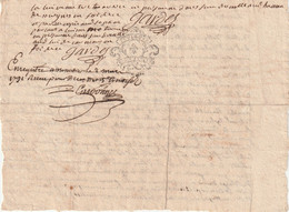 Cachet Généralité Toulouse Fleur De Lys 2/3/1791 - Manuscrit Monesties Tarn - Seals Of Generality