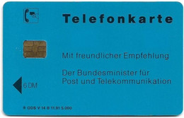 Germany - V-14B-91 - Bundesminister Für Post Und Telekomm. 2 - Lizenzierung, 11.1991, 6DM, 5.000ex, Used - V-Series: VIP-und Visitenkartenserie