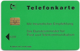 Germany - V-14C-91 - Bundesminister Für Post Und Telekomm. 3 - Genehmigungen, 11.1991, 6DM, 5.000ex, Used - V-Series: VIP-und Visitenkartenserie