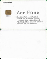 Pakistan - Zee Fone - Plain White Card, Cn. Below Chip, 1.000U, Used - Pakistán