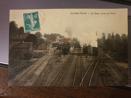 Is-sur-Tille - La Gare, Prise Du Pont - Carte Toilée - Is Sur Tille