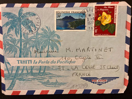 DEVANT Illustration TAHITI TP LES FLEURS 8F + TP 20F OBL.3-11 1977 PAPEETE RP ILE TAHITI - Lettres & Documents