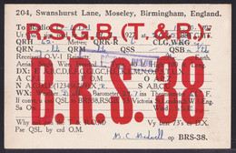 BIRMINGHAM ENGLAND 1927 U.K. - SHORT WAVE - AMATEUR RADIO STATION B.R.S.38 VIA RESEAU BELGE - Otros & Sin Clasificación