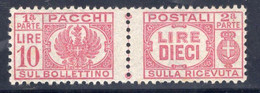 Luogotenenza (1945) - Pacchi, 10 Lire ** MNH - Ottima Centratura - Postal Parcels