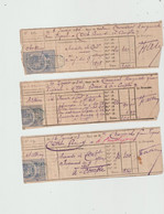 4792 Lot De 3 Reçus 1883 à 1885 Perception Trésor Public ARTHUN 42 CHEMINAL épouse VIGNAL Timbre Fiscal Quittances - Non Classificati