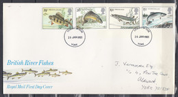 FDC Van York British River Fishes - 1971-1980 Em. Décimales