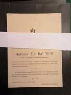 Elie Baudson, Veuf Monique Huart, Né à Sars La Buissière, Dcd à Merbes Le Chateau En 1899 - Avvisi Di Necrologio
