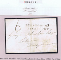 Ireland Donegal 1836 Cover STRANORLAR/PENNY POST  To Laputa, Blue BALLYSHANNON OC 22 1836 - Prephilately