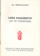 Liste Des Passagers /Lista PasazerowTSS STEFAN BATORY/Polish Ocean Lines/Polskie Linie Ocean Lines /Canada/1983    MAR91 - Autres & Non Classés