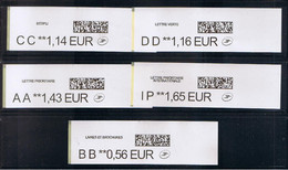 5 ATMS, IMPRIMANTE INTERMEC PC43D, Des APC, CC 1.14/ DD 116/ AA 143/ IP 1.65/ BB 0.56€ - 2010-... Abgebildete Automatenmarke