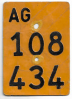 Velonummer Mofanummer Aargau AG-108434 Ohne Vignette - Plaques D'immatriculation