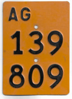 Velonummer Mofanummer Aargau AG-139809 Ohne Vignette - Plaques D'immatriculation