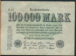 °°° GERMANY - 100000 REICHSBANKNOTE 1923 °°° - 100.000 Mark