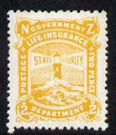 New Zealand 1944-47 Life Insurance 2d Yellow (Lighthouse) Unmounted Mint But Some Foxing, SG L39 - Unused Stamps