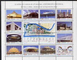 Spain 1992 Expo 92 Perf Sheetlet Containing 12 X 27p Values Plus 4 Labels Unmounted Mint SG 3160a - Blocs & Hojas