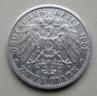 - Superbe Pièce De 2 Mark En Argent 900/1000 1902A Wilhelm II Roi De Prusse - 2, 3 & 5 Mark Argento