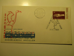 NEDERLANDSE ANTILLEN HOTEL BONAIRE FLAMINGO BIRD 1963   FDC COVER ,3 - Flamingos