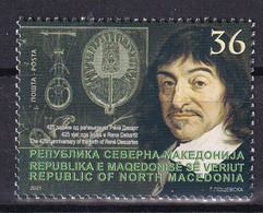 MACEDONIA NORTH 2021,THE 425th ANNIVERSARY OF THE BIRTH OF RENE DESCARTES,FRENCH PHILOSOPHER,MATHEMATICIAN,SCIENTIST,MNH - Macedonië