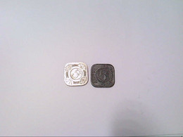 Niederlande, 2 Münzen, 5 Cent, Vierkant. - Numismatiek