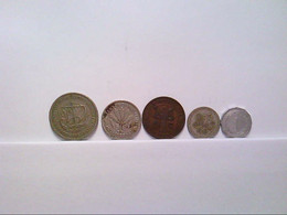 Cyprus / Zypern, Kursumsatzmünzen, 5 Stk., 100, 50, 25, 5, 1 Mils, 1955. - Numismatik