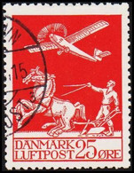 1925. Air Mail. 25 øre Red. LUXUS Centered Stamp.  (Michel 145) - JF514058 - Airmail
