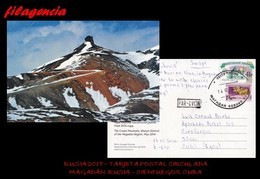 EUROPA. RUSIA. ENTEROS POSTALES. TARJETA POSTAL CIRCULADA 2018. MAGADAN. RUSIA-CIENFUEGOS. CUBA. ARQUITECTURA. MONTAÑAS - Otros & Sin Clasificación