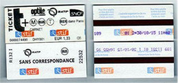 Ticket Métro Et Bus Paris (RATP-STIF-OPTILE-SNCF) Scan Recto-verso (2444)_Di188 - Europa