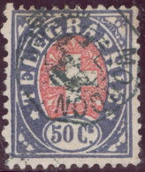 Heimat VD MOUDON ~1885 Telegraphen-Stempel Auf 50 Ct.Telegraphen-Marke Zu#16 - Télégraphe
