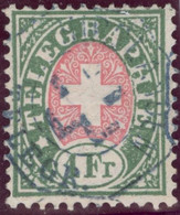 Heimat ZHs Hirslanden ~1885 Telegraphen-Stempel Auf 1 Fr. Telegraphen-Marke Zu#17 - Télégraphe