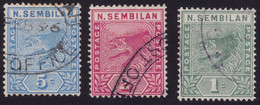 NEGERI SEMBILAN 1891 Sc#2-4 - USED @P17 - Negri Sembilan