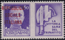 Repubblica Sociale 1944 50 C. Violetto Sass. 36Dfb MNH** Cv. 550 Certificato Ray - Oorlogspropaganda