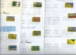 Série Complète De 12 Timbres Autoadhésifs "Mosaïque De Paysages" Sur Enveloppes - Storia Postale