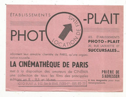 JC , Publicité, éts PHOTO-PLAIT, Paris , Location De Films, 4 Pages , 2 Scans , 1954, Frais Fr 1.65 E - Advertising