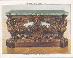 The Kings Art Treasures, 1938 - 9 Carved Oak Side Table - Wills Cigarette Card - Original - L Size - Furniture - Wills