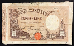 100 LIRE MATRICE FASCIO 08 09 1926 1À DATA R4 RRRR NATURALE Lotto 3254 - 100 Liras