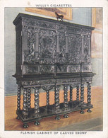 The Kings Art Treasures, 1938 - 18 Carved Ebony Flemish Cabinet - Wills Cigarette Card - Original - L Size - Furniture - Wills