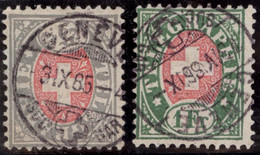 Heimat GE GENÈVE Gar 1885 Post-Stempel Auf 25 Ct. + 1Fr.Telegraphen-Marke Zu#15,17 - Telegraafzegels