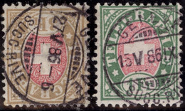 Heimat GE GENÈVE RIVE 1885 Post-Stempel Auf 3 + 1Fr.Telegraphen-Marke Zu#18,17 - Telegraafzegels