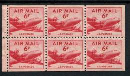 203520885 1949 (XX) POSTFRIS MINT NEVER HINGED  SCOTT C39a Booklet Pane Of 6 -  DC-4 SKYMASTER - AIRPLANE - 2b. 1941-1960 Neufs