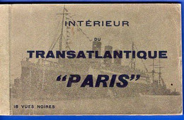 CP Carnet, Transatlantique, PARIS, Carnet 18 Cartes Postales Intérieur Bateau - Steamers